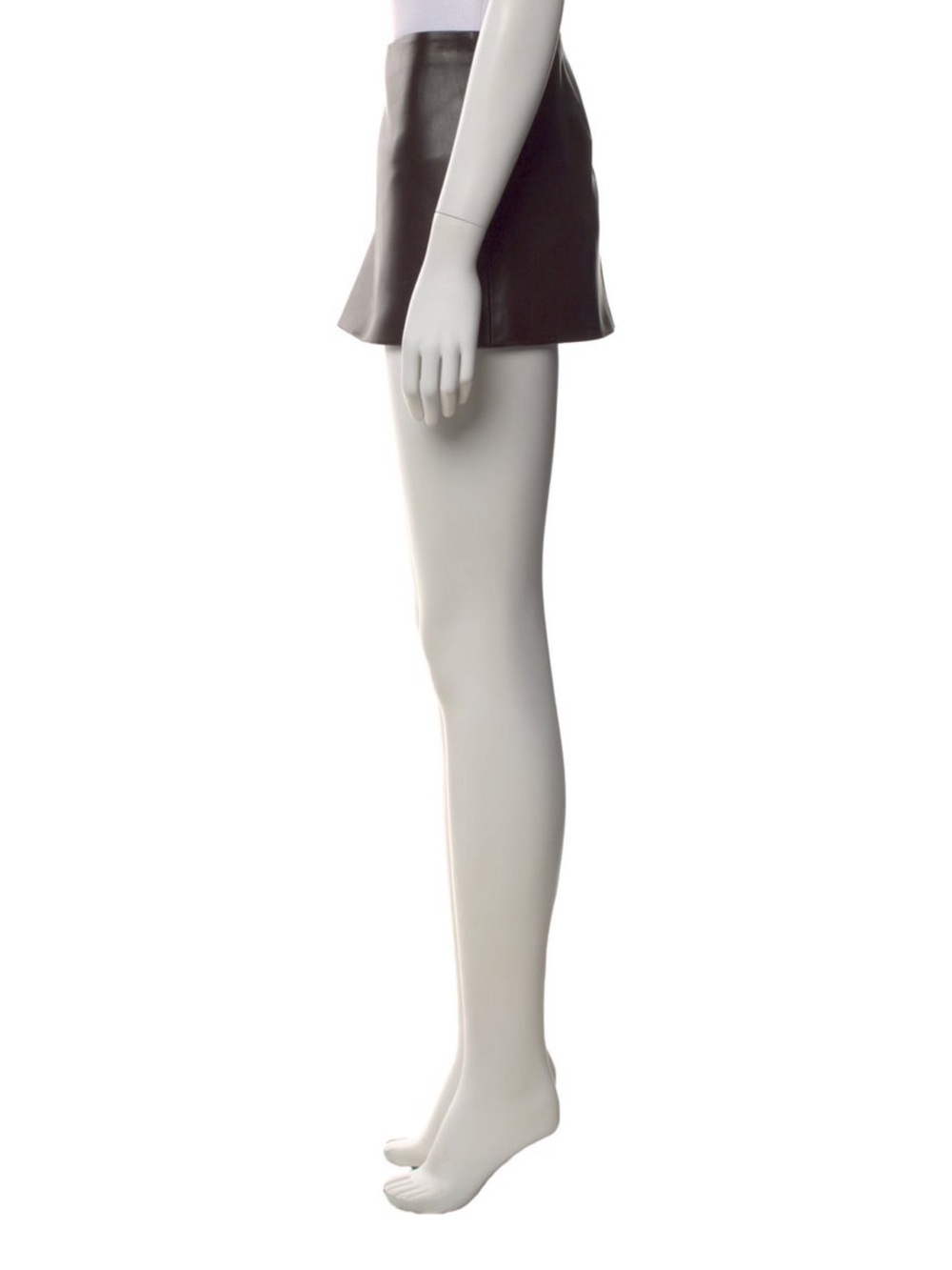 KHAITE Black Faux Leather Mini Skort - Picture 2 of 3
